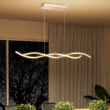 C Cattleya 2-Light Silver Wave Spiral LED Chandelier Island Pendant Light