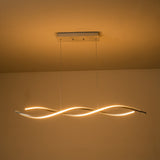 C Cattleya 2-Light Silver Wave Spiral LED Chandelier Island Pendant Light