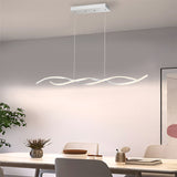 C Cattleya 2-Light Silver Wave Spiral LED Chandelier Island Pendant Light
