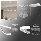 C Cattleya 2-Light Silver Wave Spiral LED Chandelier Island Pendant Light