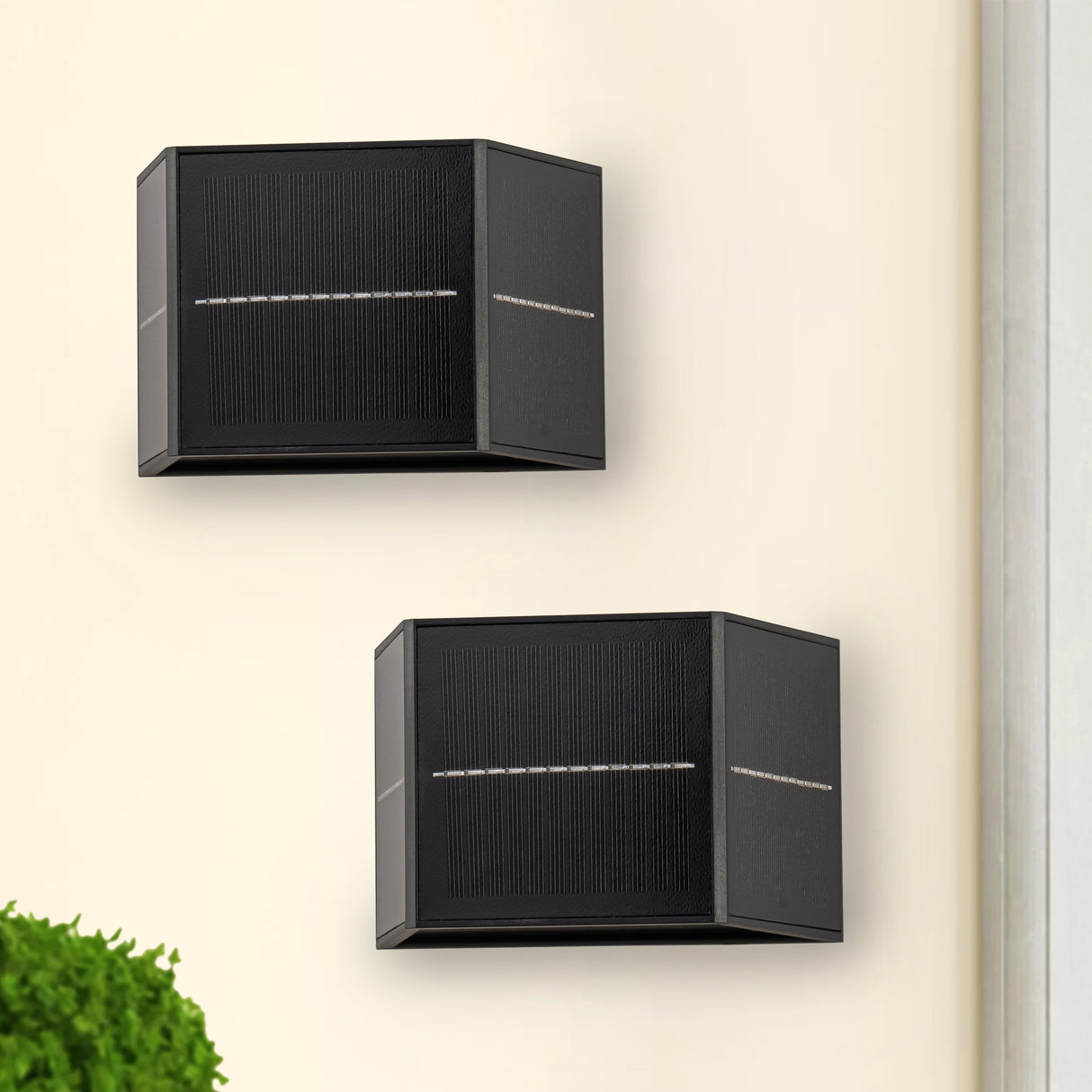 C Cattleya 2-Pack Black Solar LED Dusk to Dawn Outdoor Wall Light