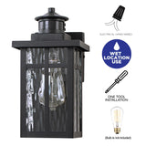 C Cattleya 2-Pack Matte Black Motion Sensor Dusk to Dawn Outdoor Wall Sconce Light With Water Glass