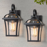C Cattleya 2-Pack Matte Black Outdoor Wall Light Sconces with Clear Seeded Glass