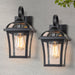 C Cattleya 2-Pack Matte Black Outdoor Wall Light Sconces with Clear Seeded Glass