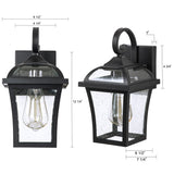 C Cattleya 2-Pack Matte Black Outdoor Wall Light Sconces with Clear Seeded Glass