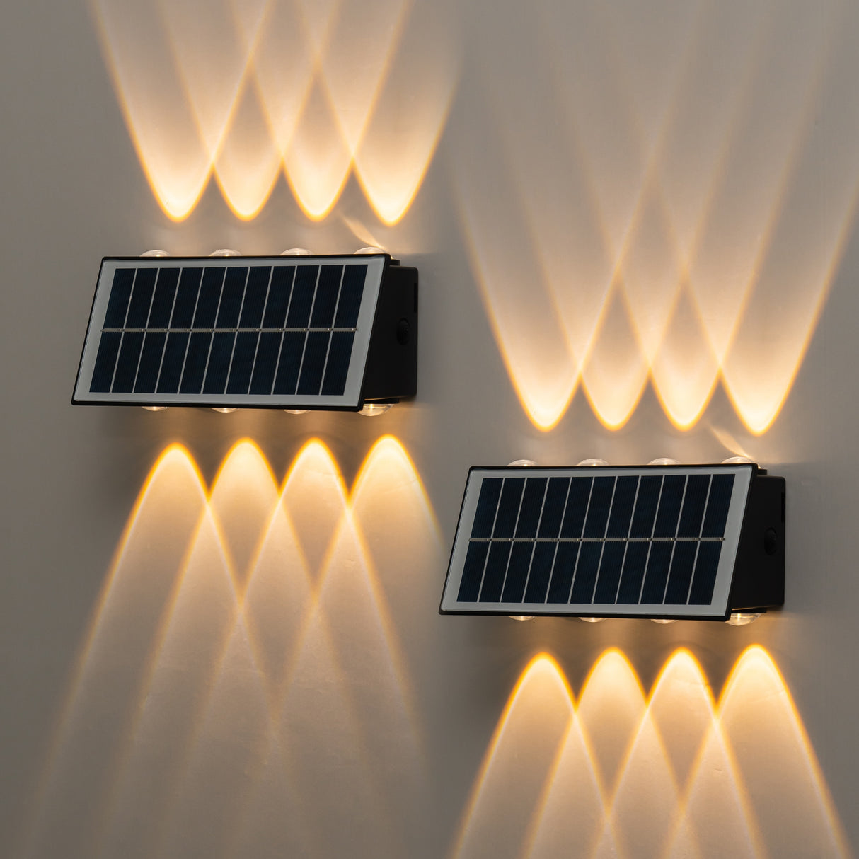 C Cattleya 2-Pack Solar LED Dusk to Dawn Outdoor Wall Sconce Light