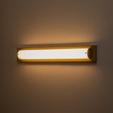 C Cattleya 28" Brushed Gold Integrated LED Bathroom Vanity Light Bar with Clear Sandy Glass