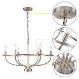 C Cattleya 6-Light Satin Nickel Farmhouse Chandelier Pendant Light - Satin Nickel