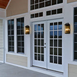C Cattleya Matte Black Outdoor Wall Light with Gold Reflector and Clear Glass Shade