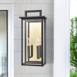 C Cattleya Matte Black Outdoor Wall Light with Gold Reflector and Clear Glass Shade