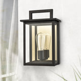 C Cattleya Matte Black Outdoor Wall Light with Gold Reflector and Clear Glass Shade