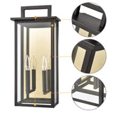 C Cattleya Matte Black Outdoor Wall Light with Gold Reflector and Clear Glass Shade