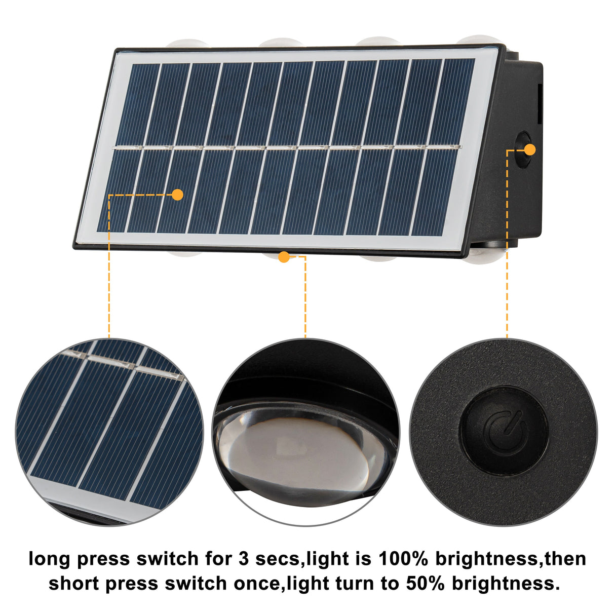 C Cattleya 2-Pack Solar LED Dusk to Dawn Outdoor Wall Sconce Light
