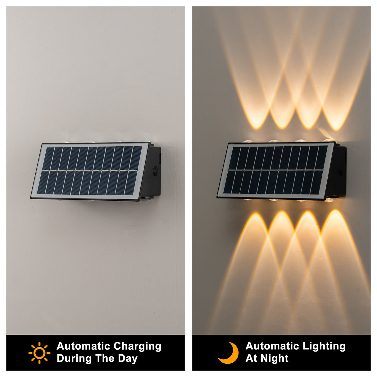 C Cattleya 2-Pack Solar LED Dusk to Dawn Outdoor Wall Sconce Light