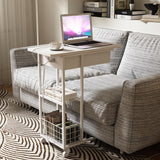 C Shaped End Table with Charging Station, Flip Top Side Table with USB Ports and Outlets,C Table Sofa Table with Storage Shelf