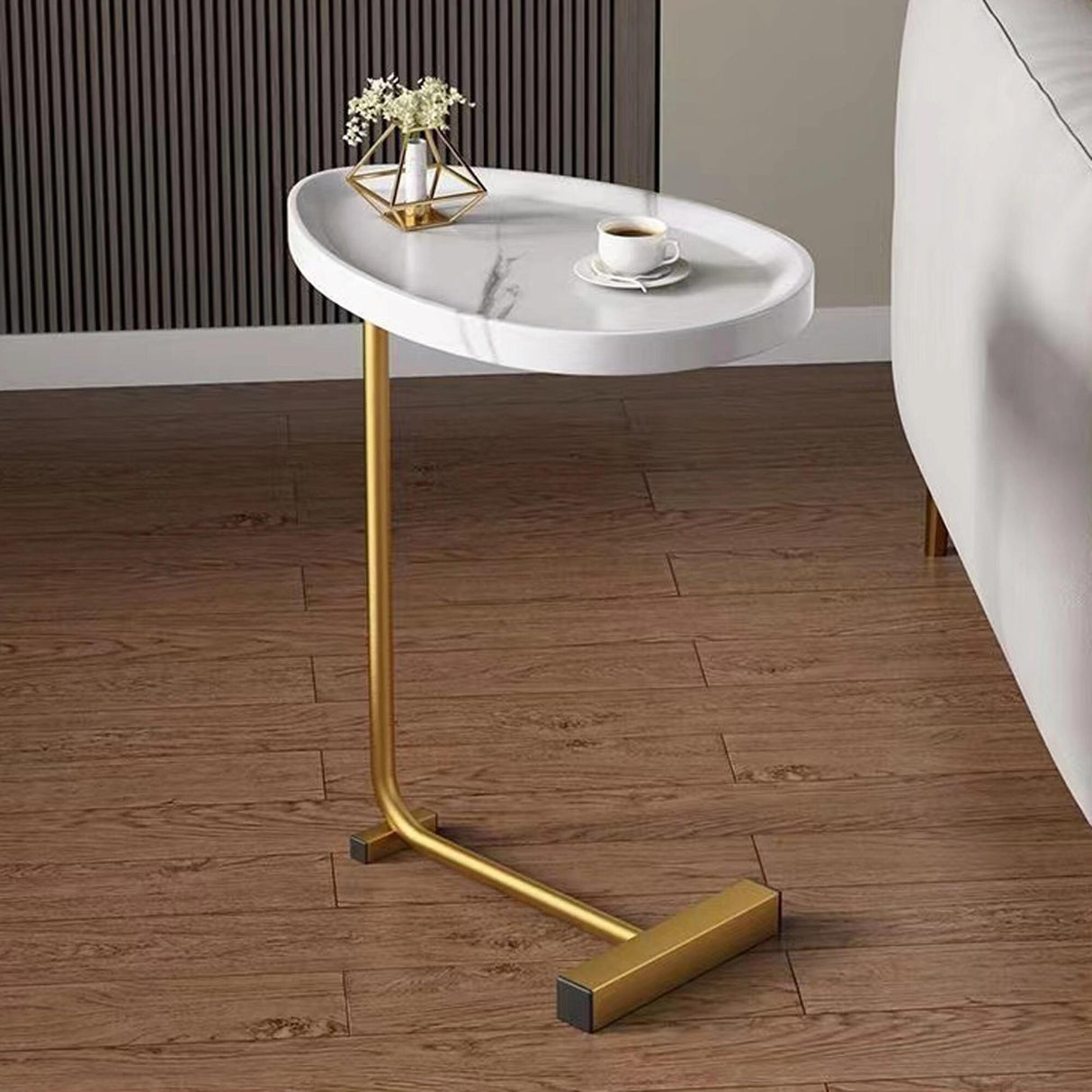 C-Shaped Small Sofa Table for Living Room