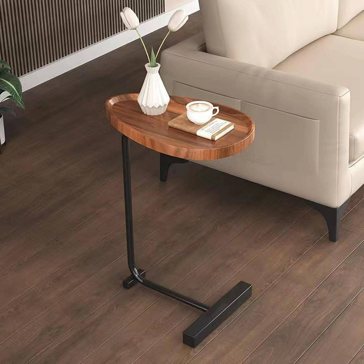 C-Shaped Small Sofa Table for Living Room
