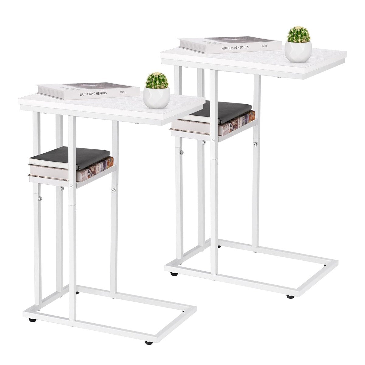 C Table End Table Set of 2, Side Tables Living Room,C Shaped Side Table,Couch Tables That Slide Under Couch Table