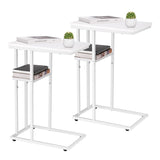 C Table End Table Set of 2, Side Tables Living Room,C Shaped Side Table,Couch Tables That Slide Under Couch Table