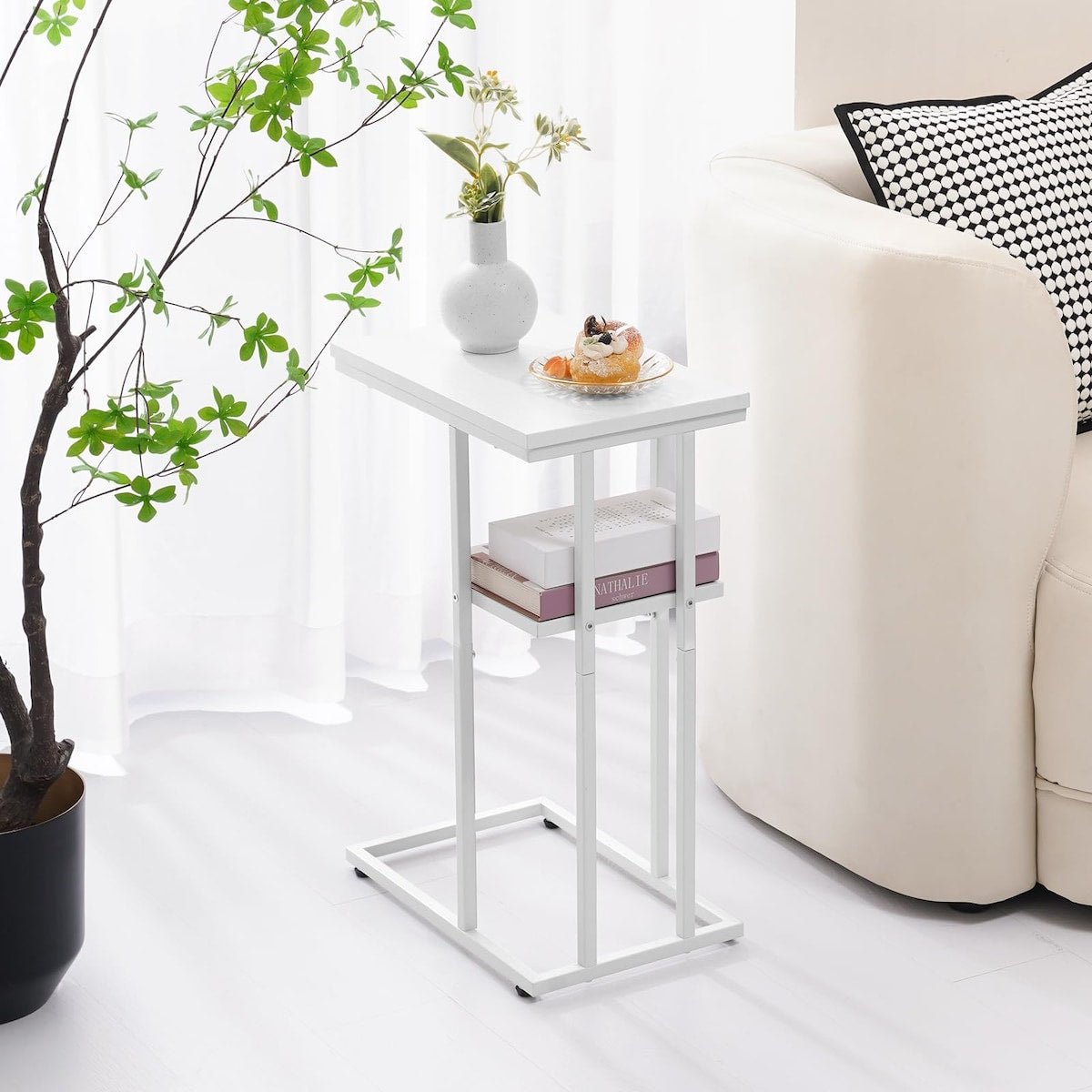 C Table End Table Set of 2, Side Tables Living Room,C Shaped Side Table,Couch Tables That Slide Under Couch Table