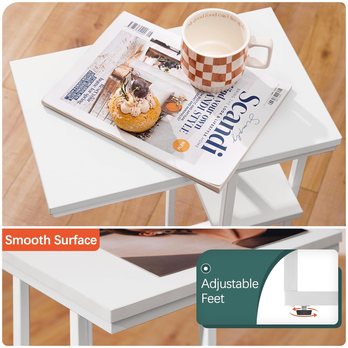 C Table End Table Set of 2, Side Tables Living Room,C Shaped Side Table,Couch Tables That Slide Under Couch Table