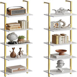  5 Tier Bookshelf Narrow Book Shelf Set of 2 - 11.4"D x 15.4"W x 70.1"H