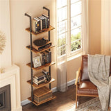  5 Tier Bookshelf Narrow Book Shelf Set of 2 - 11.4"D x 15.4"W x 70.1"H