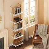  5 Tier Bookshelf Narrow Book Shelf Set of 2 - 11.4"D x 15.4"W x 70.1"H
