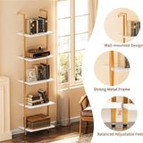  5 Tier Bookshelf Narrow Book Shelf Set of 2 - 11.4"D x 15.4"W x 70.1"H