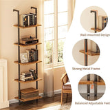  5 Tier Bookshelf Narrow Book Shelf Set of 2 - 11.4"D x 15.4"W x 70.1"H