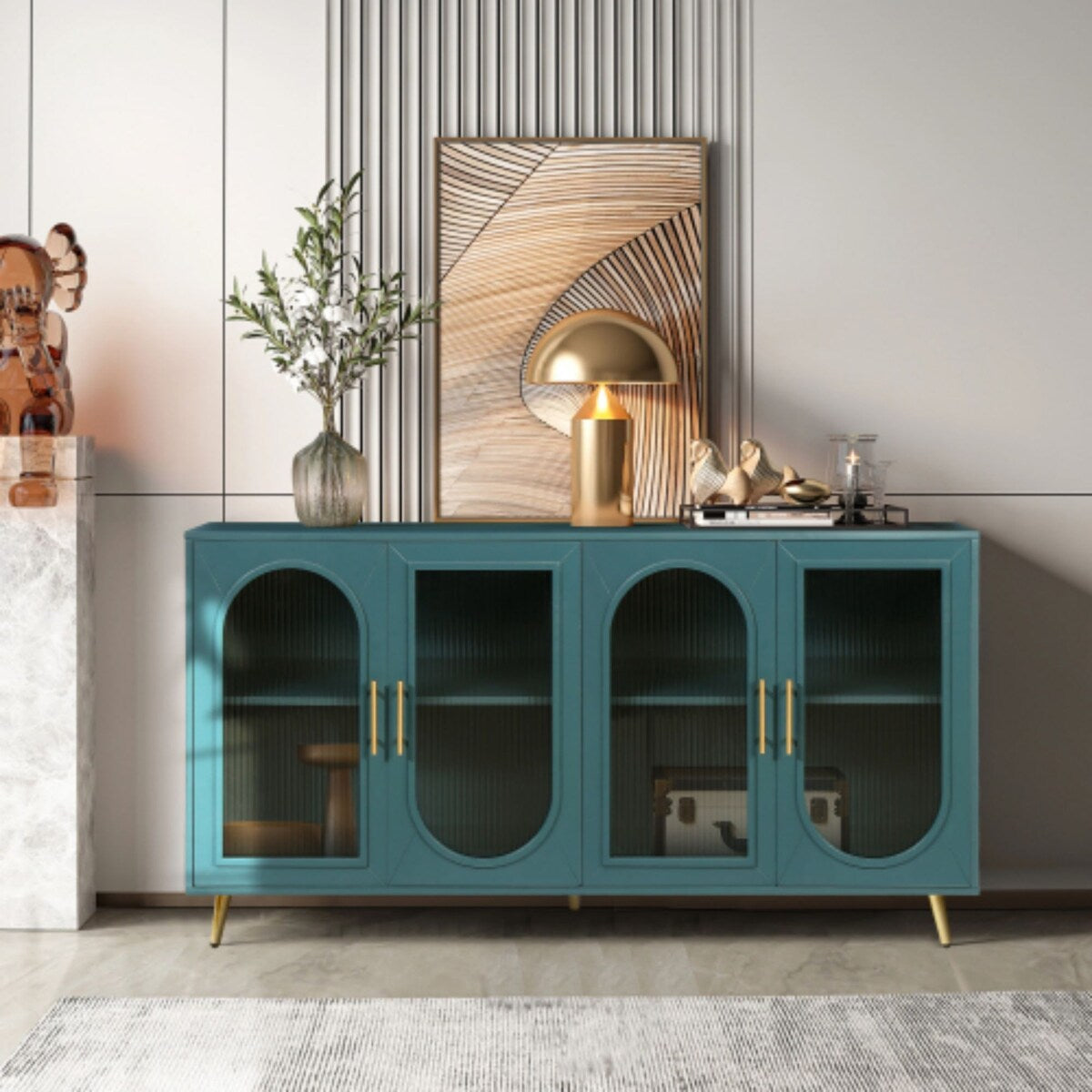 Accent Sideboard Four Doors Storage Cabinet Buffet with Adjustable Shelves