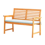  Slatted Eucalyptus Wood Garden Bench with Cushion