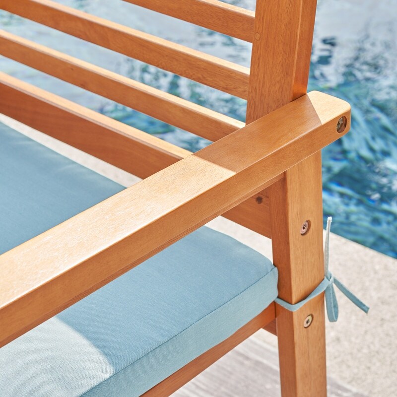  Slatted Eucalyptus Wood Garden Bench with Cushion