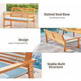  Slatted Eucalyptus Wood Garden Bench with Cushion