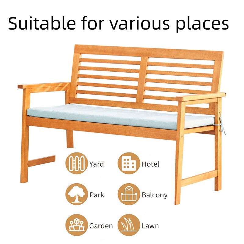  Slatted Eucalyptus Wood Garden Bench with Cushion