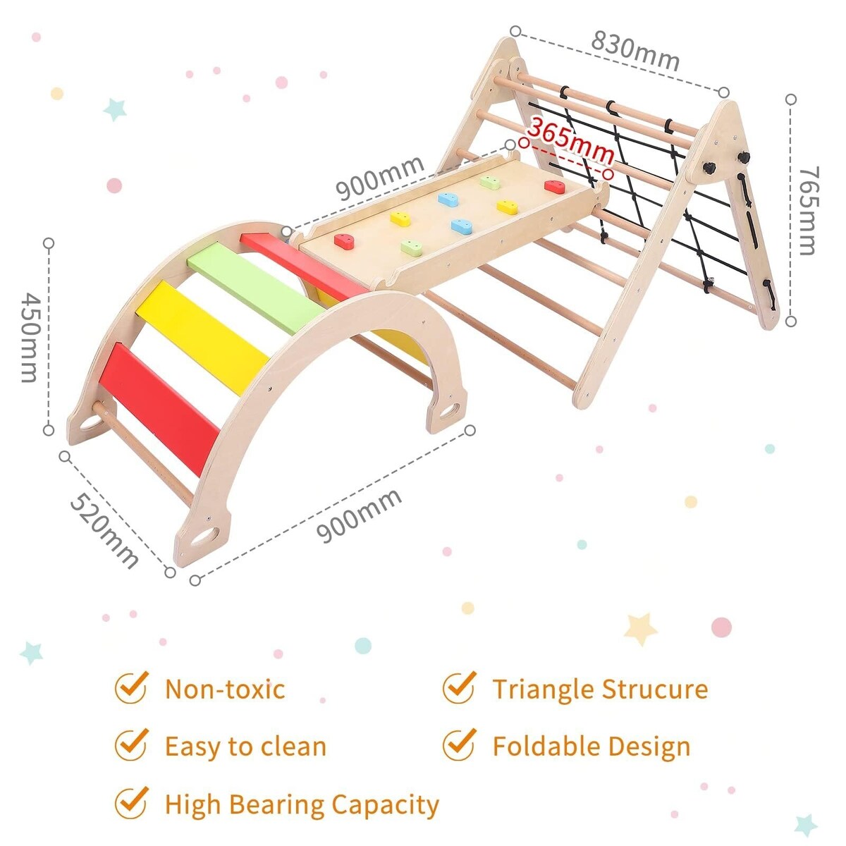  Toddler Climbing Toys Indoor, 4 in 1Montessori Climbing Set with Triangle Climber