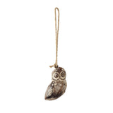 Sage & Co Carved Wood Owl Orn 4-inch
