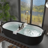 CASAINC Resin Stone Solid Surface Soaking Stand Alone Bathtub Freestanding Bathtub in Matte White
