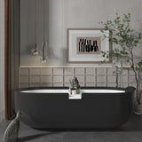 CASAINC Resin Stone Solid Surface Soaking Stand Alone Bathtub Freestanding Bathtub in Matte White