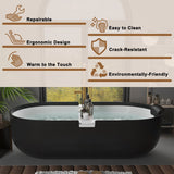 CASAINC Resin Stone Solid Surface Soaking Stand Alone Bathtub Freestanding Bathtub in Matte White