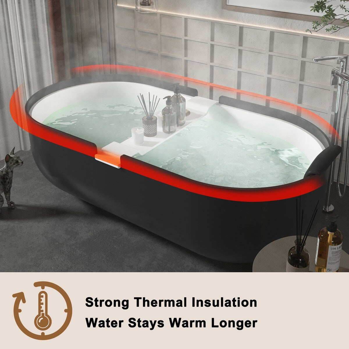 CASAINC Resin Stone Solid Surface Soaking Stand Alone Bathtub Freestanding Bathtub in Matte White