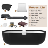 CASAINC Resin Stone Solid Surface Soaking Stand Alone Bathtub Freestanding Bathtub in Matte White
