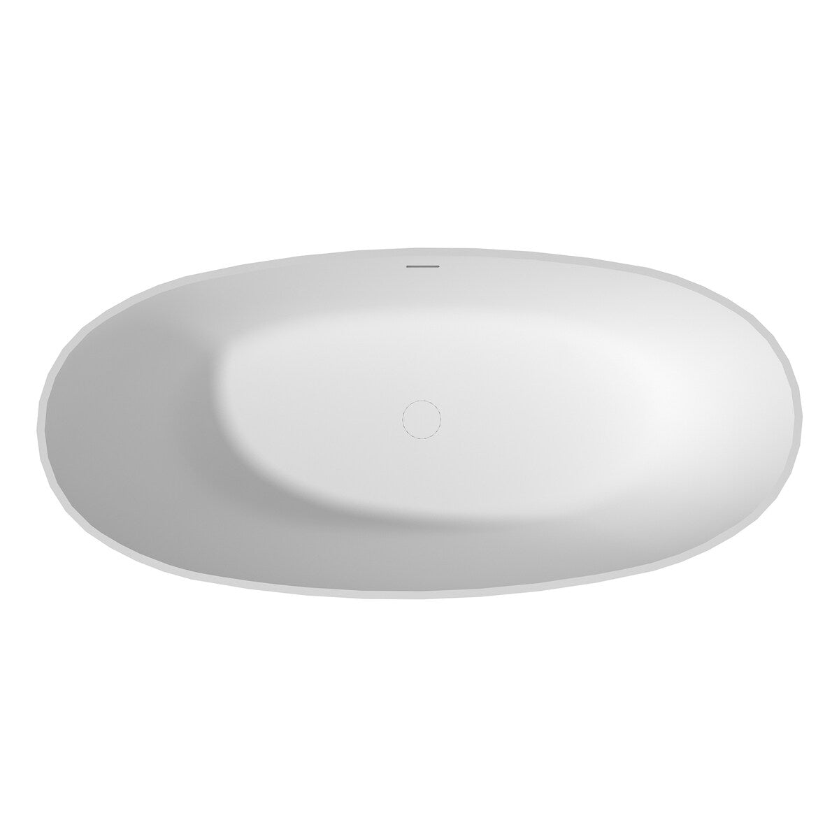 CASAINC Soaking Bathtub Solid Surface Stone Bathtub with Center Drain in Matte White