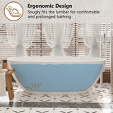 CASAINC Soaking Bathtub Solid Surface Stone Bathtub with Center Drain in Matte White