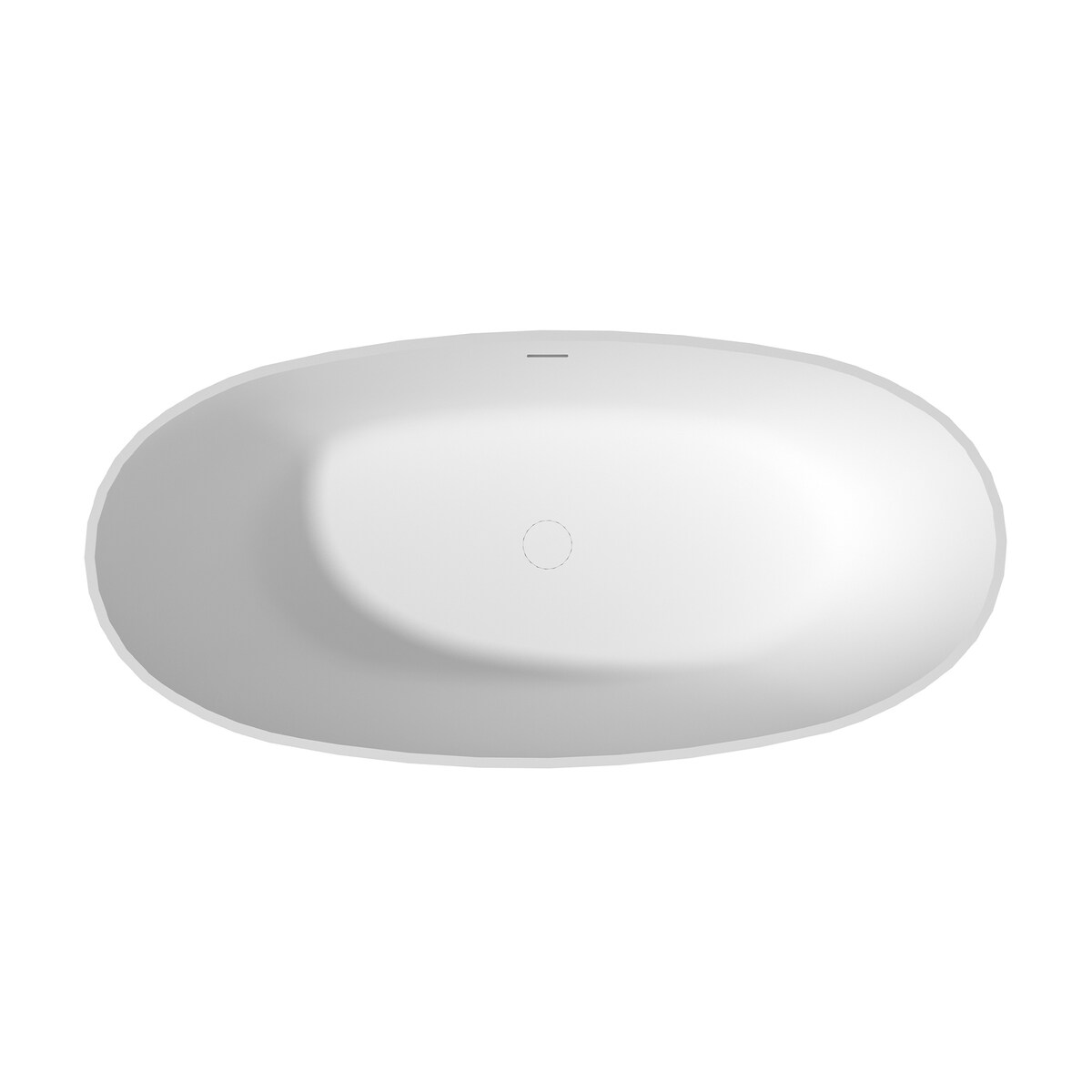 CASAINC Soaking Bathtub Solid Surface Stone Bathtub with Center Drain in Matte White