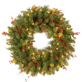 30-inch Crystal Spruce Wreath with Clear Lights