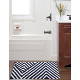 Vibhsa Bath Rug Chevron Pattern in Charcoal & Ivory 20" x 32"