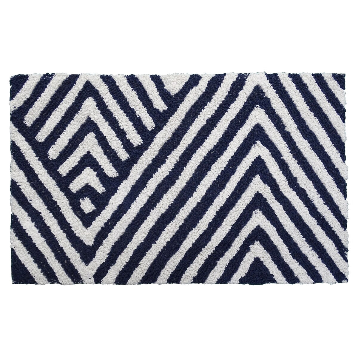 Vibhsa Bath Rug Chevron Pattern in Charcoal & Ivory 20" x 32"