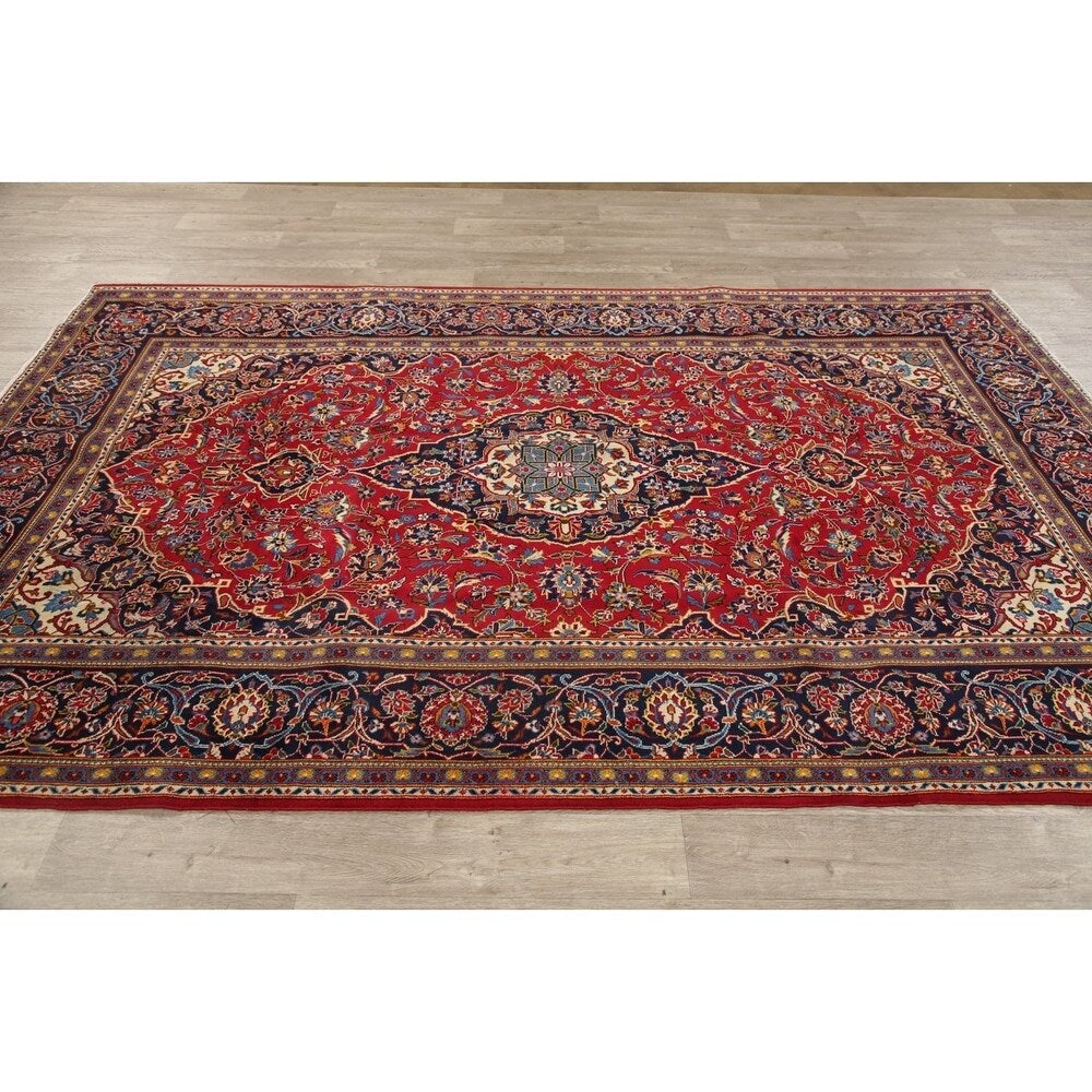 CLEARANCE Floral Kashan Persian Red Area Rug Hand-Knotted - 6'1" x 9'8"