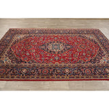 CLEARANCE Floral Kashan Persian Red Area Rug Hand-Knotted - 6'1" x 9'8"
